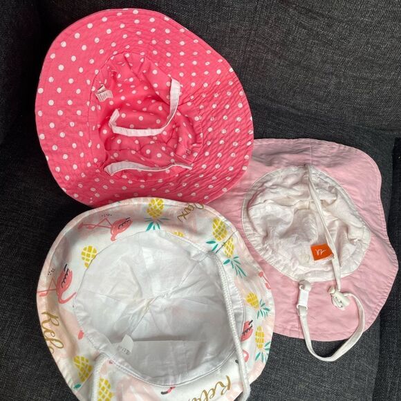 Pink Flamingo and Polka Dot Kids Sun Hat Set - Picture 2 of 2